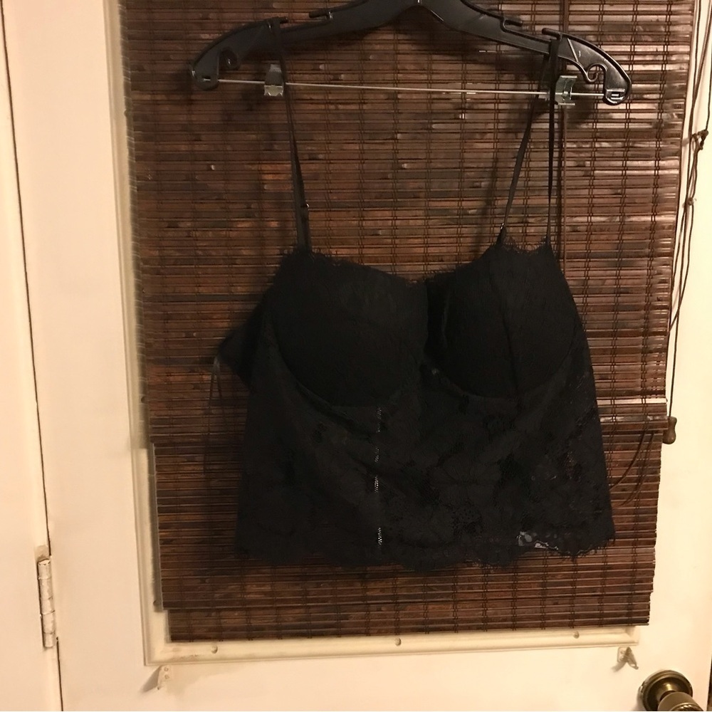 Rosevelvet Tank Sleeve Lace Crop Top Zip Up Black Sexy Corset Top Size 3 X NWT